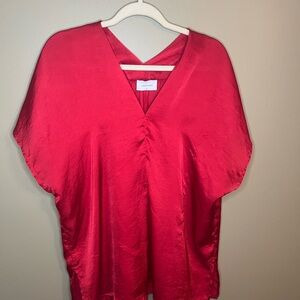 Adrienne Women’s Vibrant Red Sheer Oversized Blouse